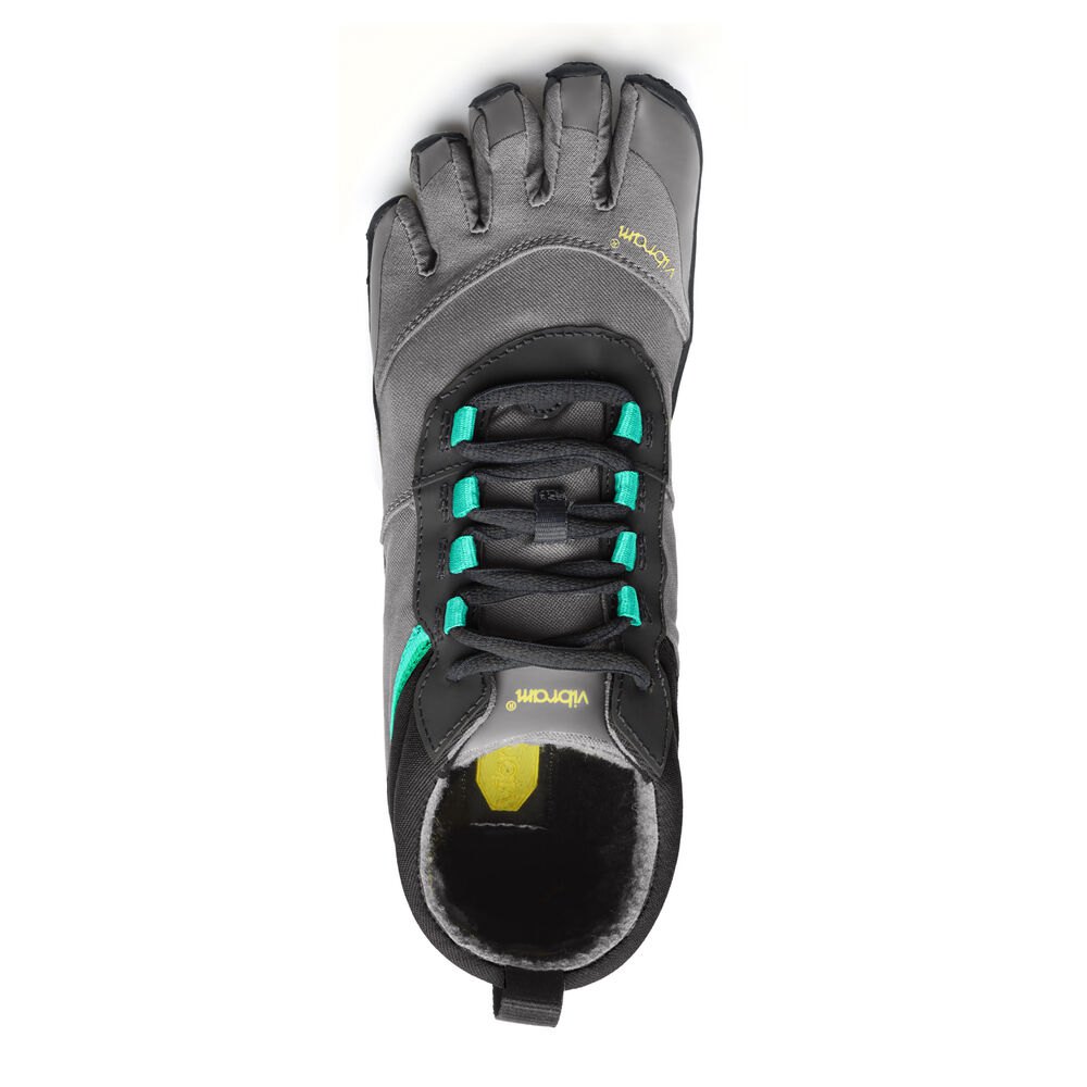 Vibram Five Fingers Womens Running Shoes - Black/Grey/Green - V-Trek Insulated - 37859-QUOP